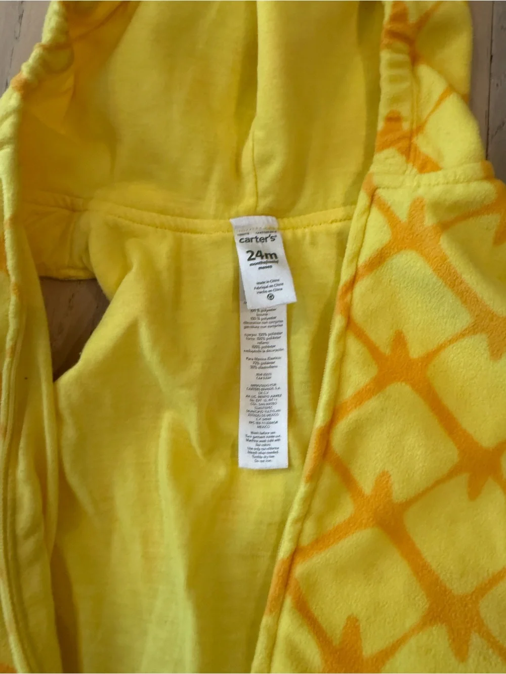 Halloween Pinapple Costume Hoodie - Yellow with Green Top - Picture 2 of 3